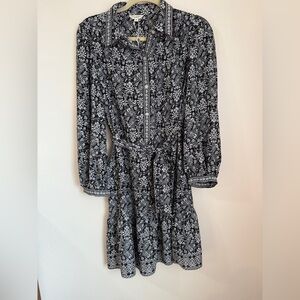 NWT Max Studio dress womens size medium black white floral knee length feminine